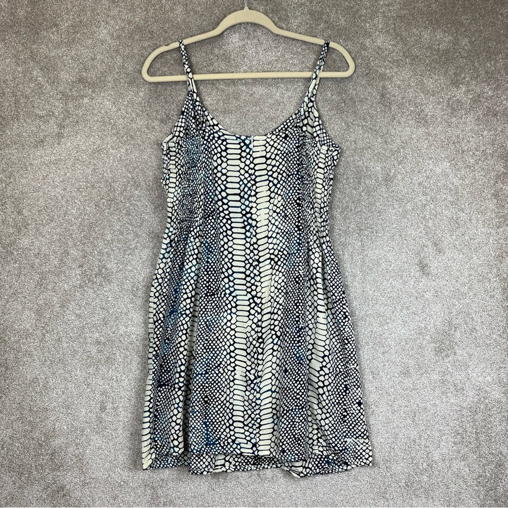 Bali Batiks Dress Womens Medium Blue White Sleeveless Beaded Rayon Zip- 9476* - Picture 2 of 13
